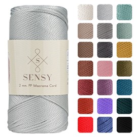 Sensy Premium 2mm 251 Yards Polyester Rope 100% Polypropylene Cord Macrame Cord 2mm Crochet Bag Cord Macrame Rope Crochet Thread Gift for Knitter (Silver)