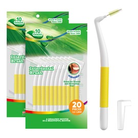Annauiy 90 ° L-Förmige Interdentalbürsten- Breit- 20 Stück Gelb-Für 1,0-1,2MM Zahnreinigung Zwischenräume,Zahnzwischenraumbürsten für Zahnspangen & Dentalgeräte