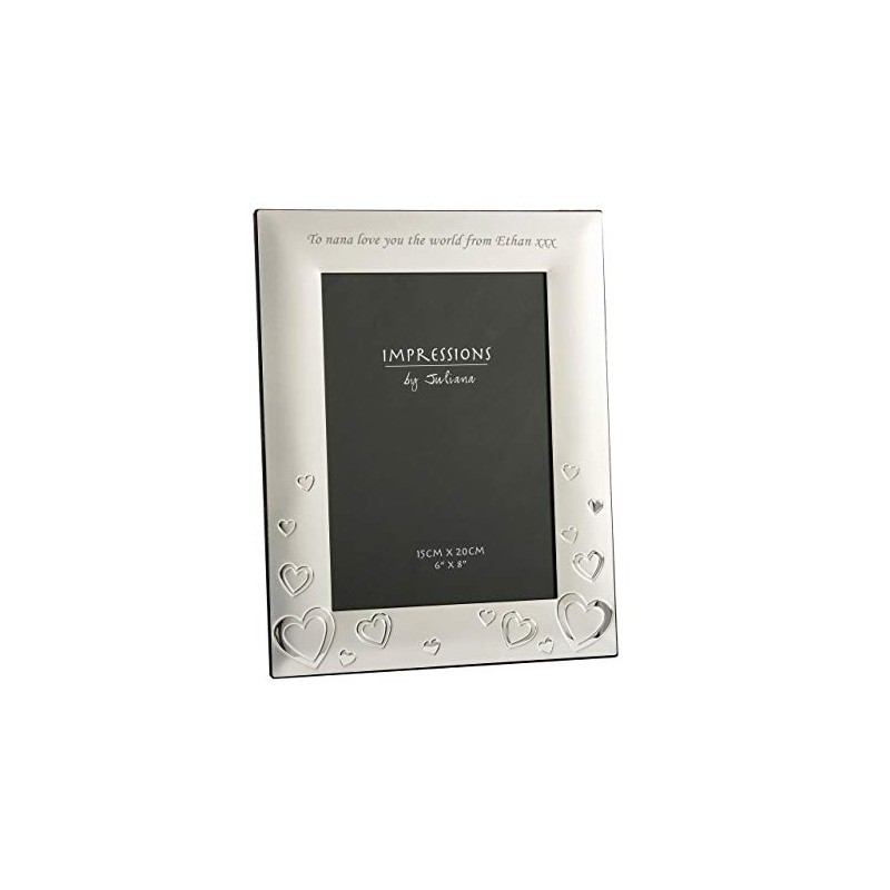Juliana Photo Frame 2 Tone Silverplated Hearts 6" x 8"