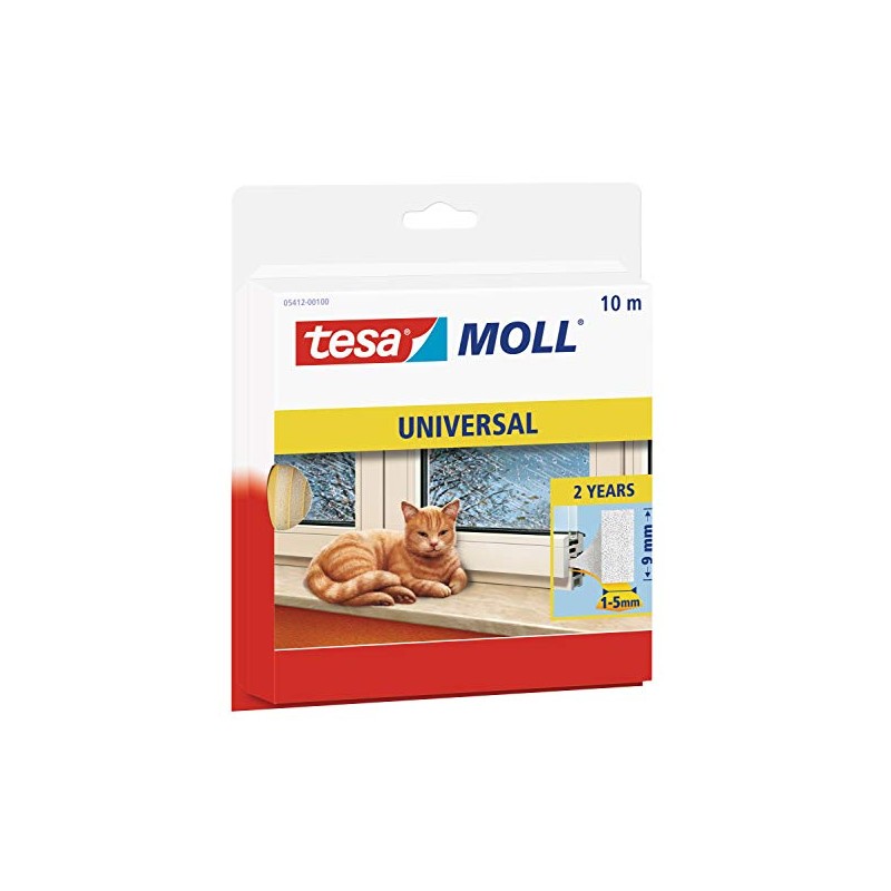 tesa Moll Universal Foam Gasket, White, 9 mm x 10