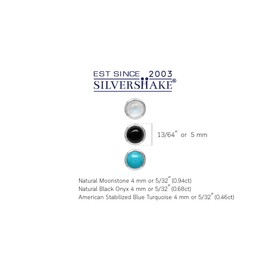 Silvershake 4MM Petite Round Shape Cabochon Gemstones White Gold Plated or Yellow Gold Plated 925 Sterling Silver Stud Post Birthstone Earrings Jewelry for Women or Teens Second or third Hole