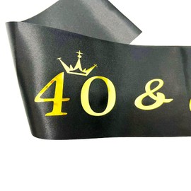 NAUXIUDSJS 40 Fabulous Sash, 40th Birthday Sash, Black Satin Sash with Gold Foil Letter Happy 40th Birthday Accessories Decorations Party Favor