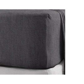 Rayyan Linen Thermal Flannelette Fitted Sheet Brushed 100% Cotton Soft Luxury 25cm Deep Fitted Bed Sheet (Charcoal Grey, King)