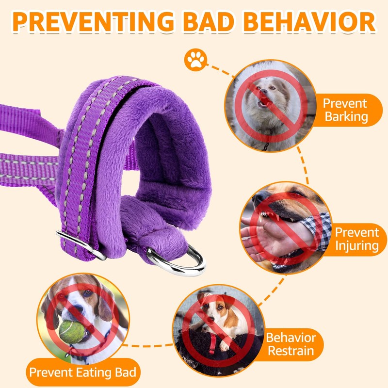 SlowTon Nylon Dog Muzzle, Adjustable Loop, Soft flannel Padding, Comfortable