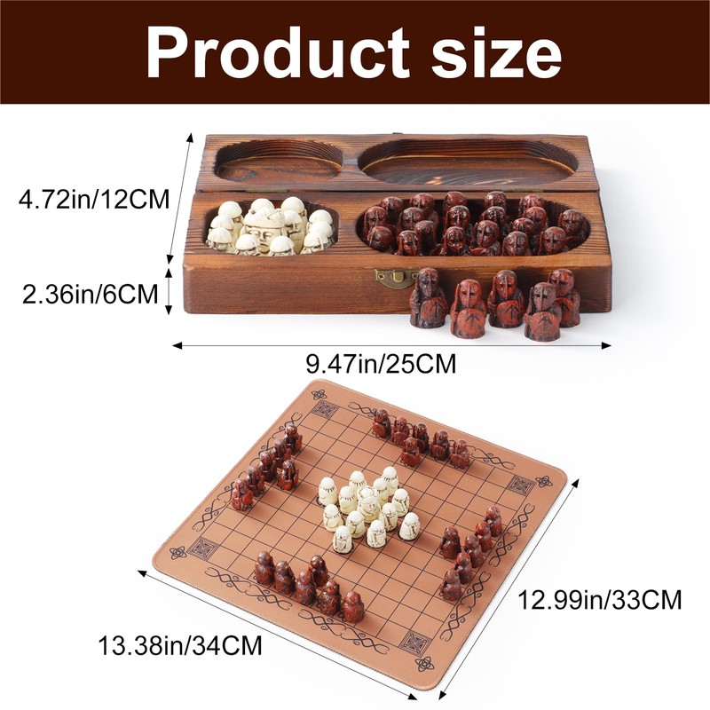Hnefatafl Viking Chess Set Board Game Traditional Strategy Board Game