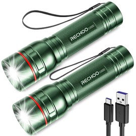 Rechargeable Flashlights High Lumens, G1000 Super Bright Flash Light 2 Pack, Small Zoomable LED Flashlight with 3 Lighting Modes, Portable Flashlight for Camping Essentials (Battery Included)-Green