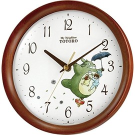 Rhythm Totoro Wall Clock, Character Analog Totoro M27, Wood, Brown, Semi-Gloss Finish, 8MGA27RH06