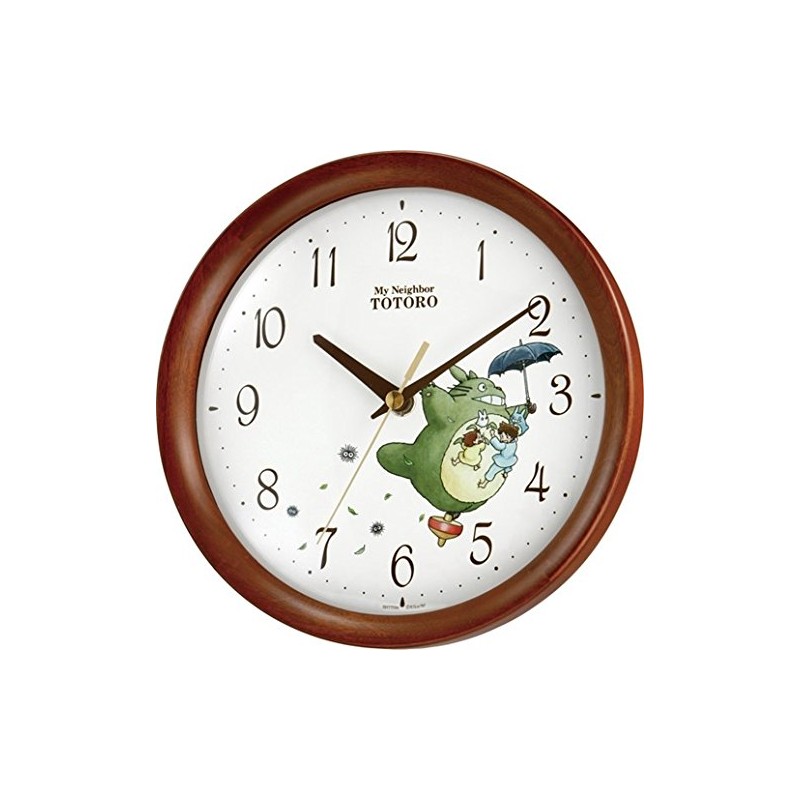 Rhythm Totoro Wall Clock, Character Analog Totoro M27, Wood, Brown,