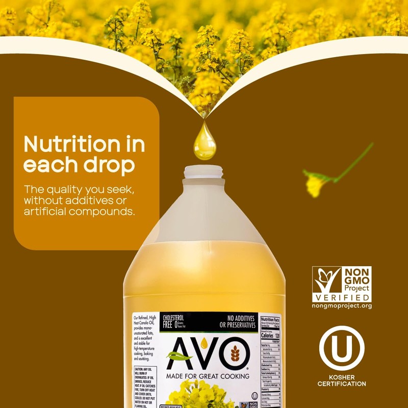 AVO NON-GMO Certified Expeller Pressed Canola Oil - 1 Gallon