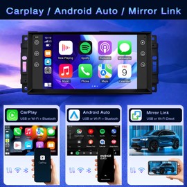 Car Radio for Dodge Ram 1500/2500/3500 2009 2010 2011 2012 with Wireless Carplay & Android Auto Bluetooth Touchscreen Stereo GPS/SWC/FM