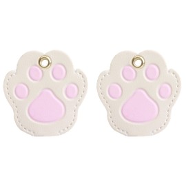 Prendre Key Cover, Selectable 2-Piece Set, Paw Print, Key Cover, Cat and Dog, Cute, Key Case, PU Leather, Keychain Included, Security, Number Concealment, Ring, Gift, Matching Set, white/white