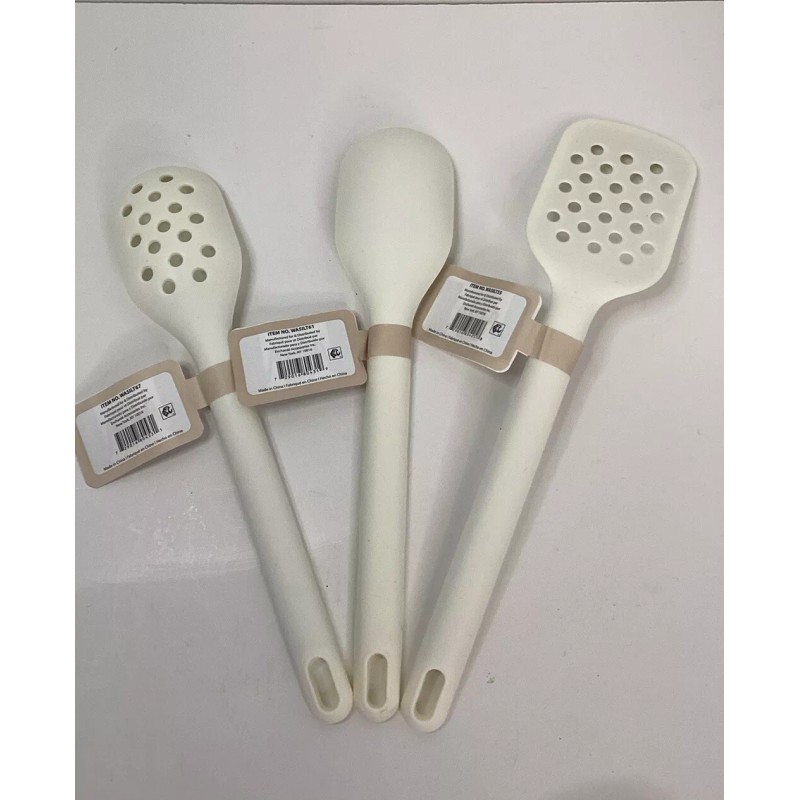 CWC 3 pc White Silicone Spoons & Turner Set Cook