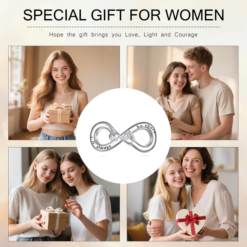 YAFEINI Promise Charm for Bracelet Sterling Silver Infinity Bead Charm