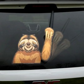 Chewy The Waving Sloth WiperTags with Decal for Rear Vehicle Wipers