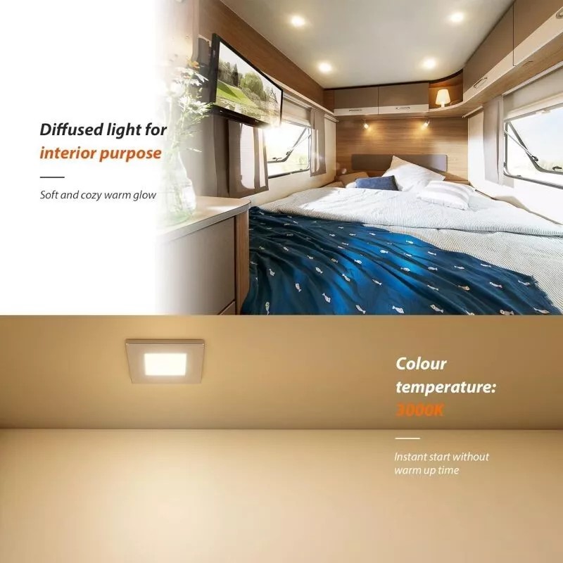 Dream Lighting 12V 2.8"RV Interior SquareLED Recessed Ceiling Light Camper