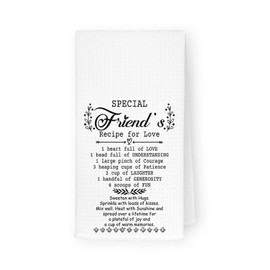 THDSE Best Friend Birthday Gift for Women, for Friends, Speicial Friend's Recipe for Love Kitchen Towels, Housewarming Hand Towels Dish Towels, 16x24 Inch