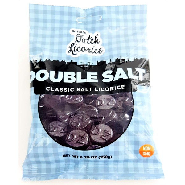 Gustaf's Traditional Dutch Double Salt Licorice 5.2 Oz Bag (Pack of 3)