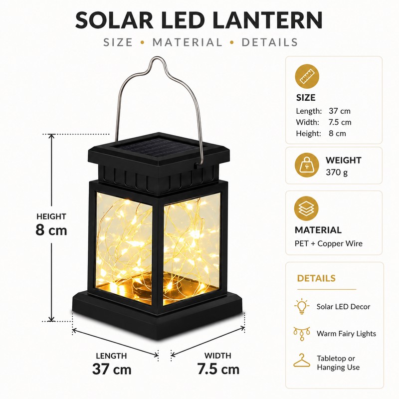 Solar LED Outdoor Lantern for Garden Decor – Hanging Candle