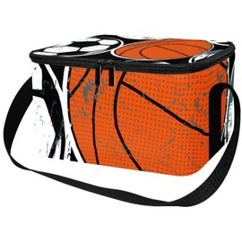 Sports Balls Soccer Baseball Basketball Premium Insulated Lunch Bag, Leak Proof Reusable Lunch Box for Office Work School Picnic, Large Capacity, Waterproof, Lightweight