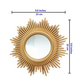 MCCXXII Gold Mirrors for Wall Pack of 1. Round Mirrors.12 Pointed Star Shape.Decorative Mirrors.Wall Mirrors for Decor Home Decor.Plastic Frames.Glass Mirrors.Sun Gold Color.