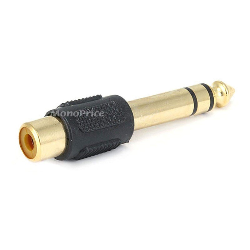 Monoprice 107150 6.35mm Stereo Plug to RCA Jack Adaptor, Gold