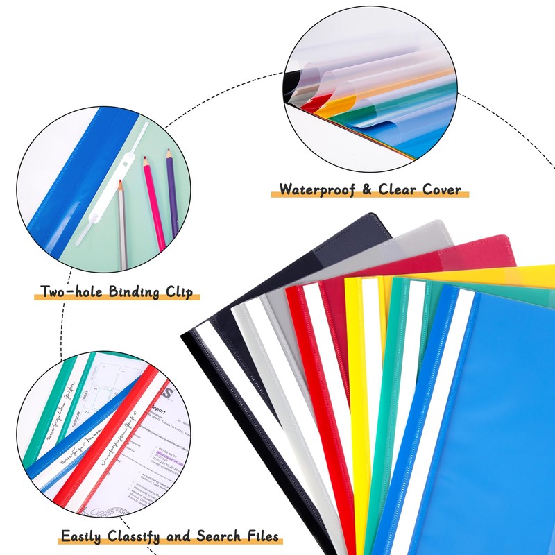 File Folder Set, Colourful, Stapler with Labelling Field, A4, Transparent