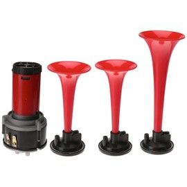 HELLA 003001681 Triple-Tone Melodic Sound Air Horn Kit with 12V Air Compressor and Mounting Bracket
