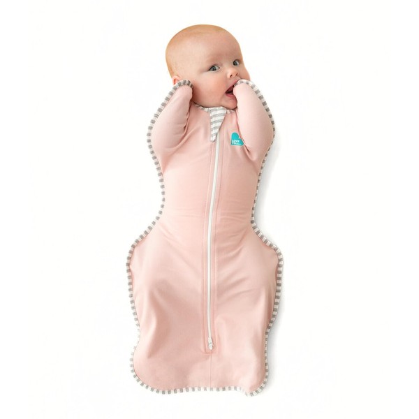 Love To Dream Swaddle UP, Baby Sleeping Bag, Fabric for Moderate Temp (20-24°C), Arms Up Position, Baby Essentials for Newborn, Hip-Healthy, Twin Zipper for Easy Nappy changes, 2.2-3.8kg, Pink