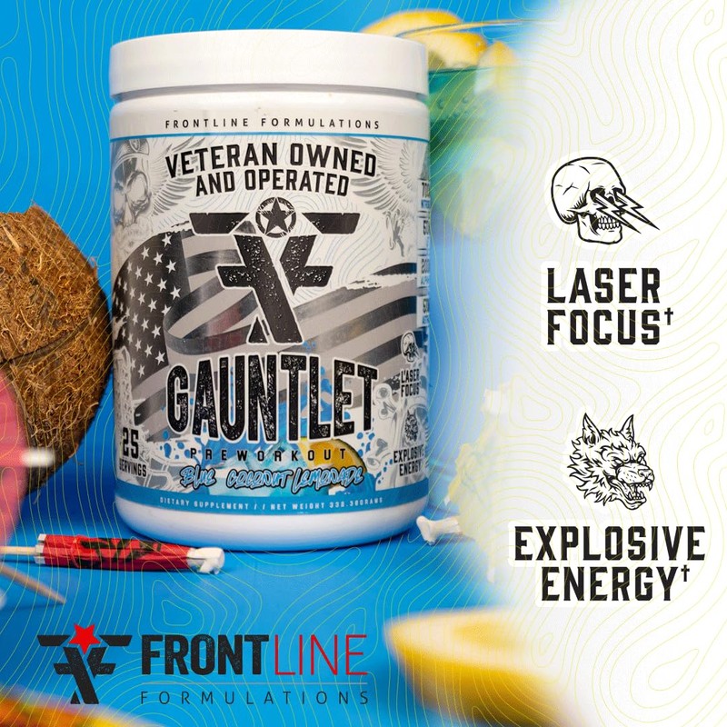 FRONTLINE FORMULATIONS Gauntlet Pre-Workout Powder, Explosive Workouts, Laser Focus, Mid