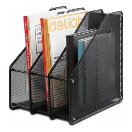 Organizador De Archivos Metálico En Color Negro Para Casa, Oficina, Escuela 3 Compartimentos                                                          
