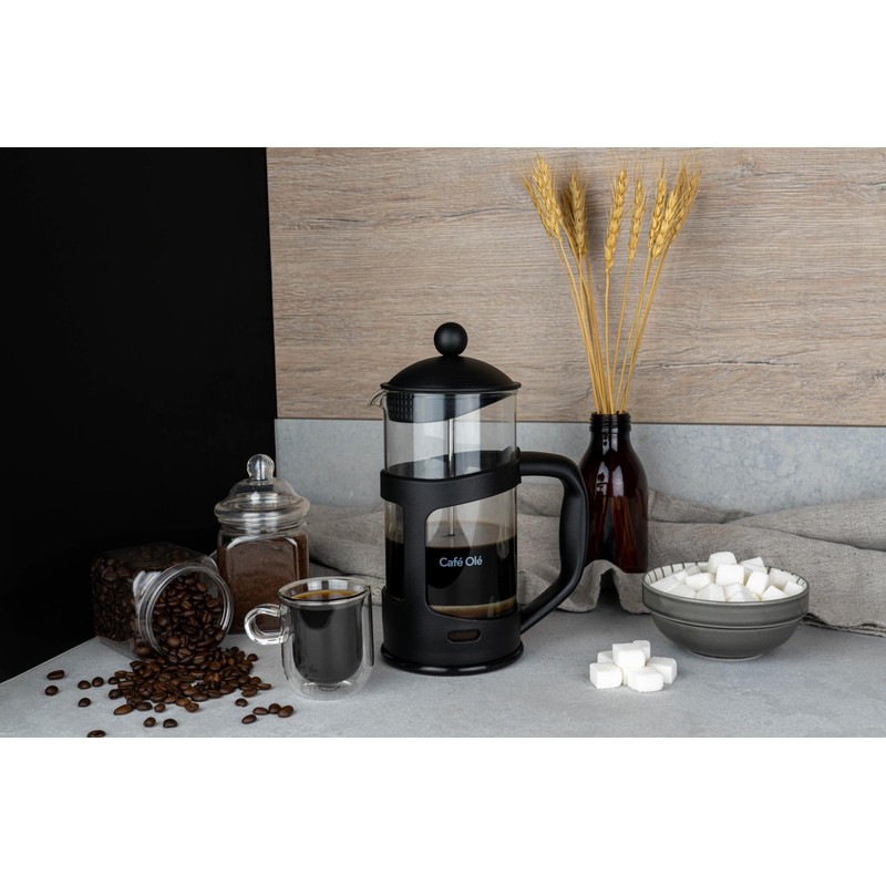 Café Olé 3 Cup Everyday Black Plastic Cafetiere, Rust Resistant