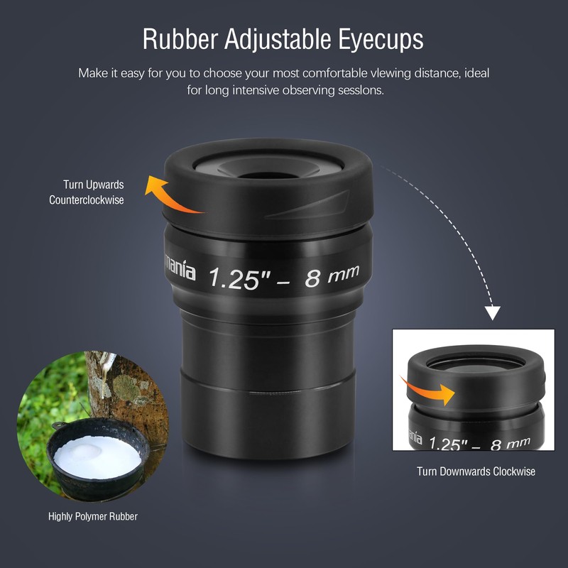 Astromania 1.25" 8mm premium flat field eyepieces - a flat