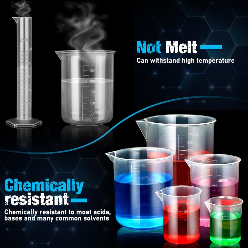 moveland moveland 15-Piece Set of Plastic Graduated Cylinders and Beakers