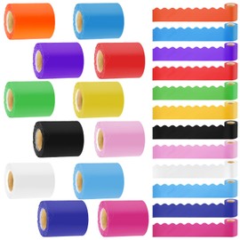 393.6 Ft Bulletin Board Borders Colorful Scalloped Border Trim Roll, 12 Rolls Colorful Classroom Borders Die Cut Classroom Border Decorations for School Classrooms Office Chalkboard Wall Desk Decor