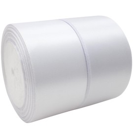 JESEP YONG Satin Ribbon Rolls 2 inch Wide Silk Blanket Binding Ribbon 50 Yards Single Faced Ribbon for Wedding Decor-Flower Bouquet Wrap-Gift Wrapping-Bows Making-Hats-DIY Craft (White #01)