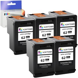 KCMYTONER 62XL Remanufactured Ink Cartridge Replacement for HP 62 XL Compatible with Envy 7640 5660 7645 5540 Officejet 200 250 Printer (5 Black)