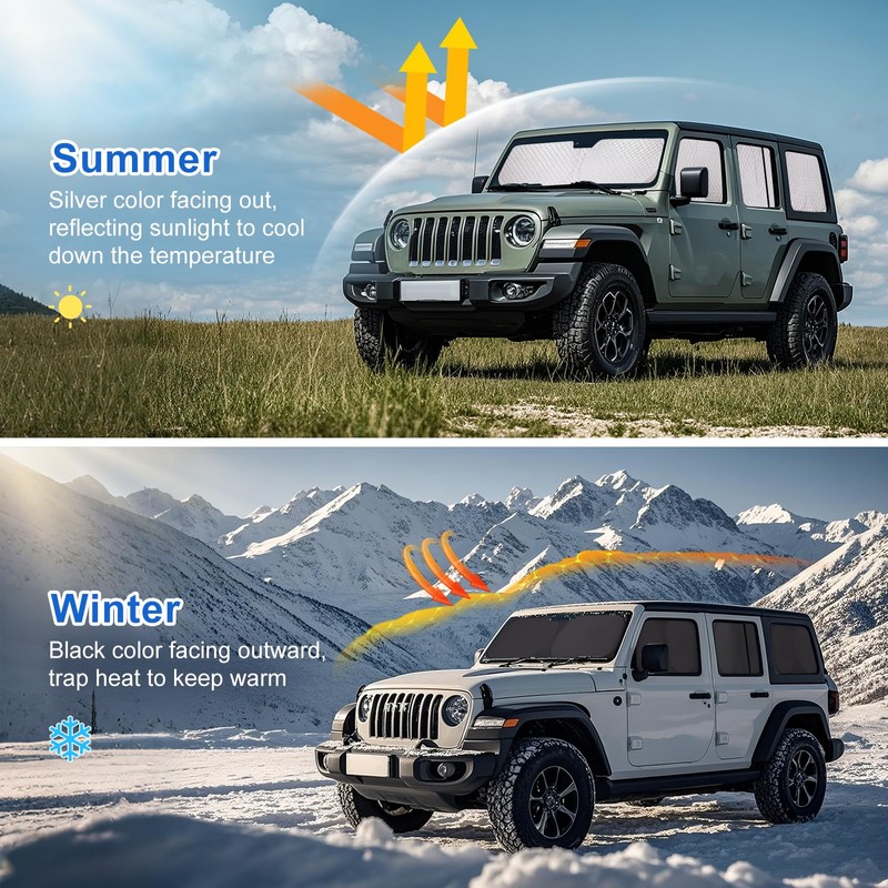 XCBYT 2019-2024 Wrangler Window Shades | 6 Layers Thickened Car