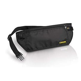 Travel Blue Flache Bauchtasche mit RFID Blocker Hüfttasche Unisex Wasserabweisender Sicherheits-Geldgürtel Money Belt, 14 cm, Black (Schwarz)