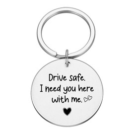 Drive Safe I Need You Here With Me Keychain - Cute Couples Gift - Boyfriend Gift - Girlfriend Gift #K104
