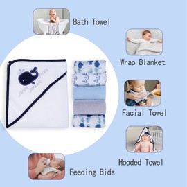 Viviland Baby Hooded Towel, Soft Touch and Strong Absorption Washcloths, Great Gift for Infants and Newborn, 26"×30", 6 Pack