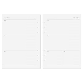 Discagenda Planner Insert Refills 6-Hole Ringbound 53 Sheets 120gsm 80lb 5.8x8.3in (Weekly, A5)