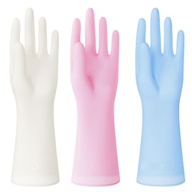 Cleaning gloves for household Rubber dishwashing gloves for kitchen 3 Pairs Reusable,Durable,Light,Thin.(Large,Multicolor)