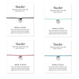 4/6 Pcs Teacher Bracelet Teacher Appreciation Gifts Apple Bracelets Teacher Blessing Bangle Greeting Bracelets Teacher Gifts for Women Teacher's Day Gift