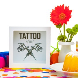 Home Flair High-Quality Money Box, Beautiful Money Box, Great Gift Idea, 15 cm (Tattoo Charcoal)