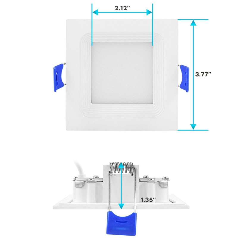 LUXRITE 3 Inch Ultra Thin Square LED Recessed Lighting, 8W,
