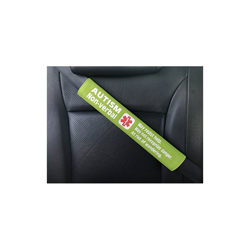 Autism Non-Verbal Medical Alert Seat Belt Cover (Bright Green)