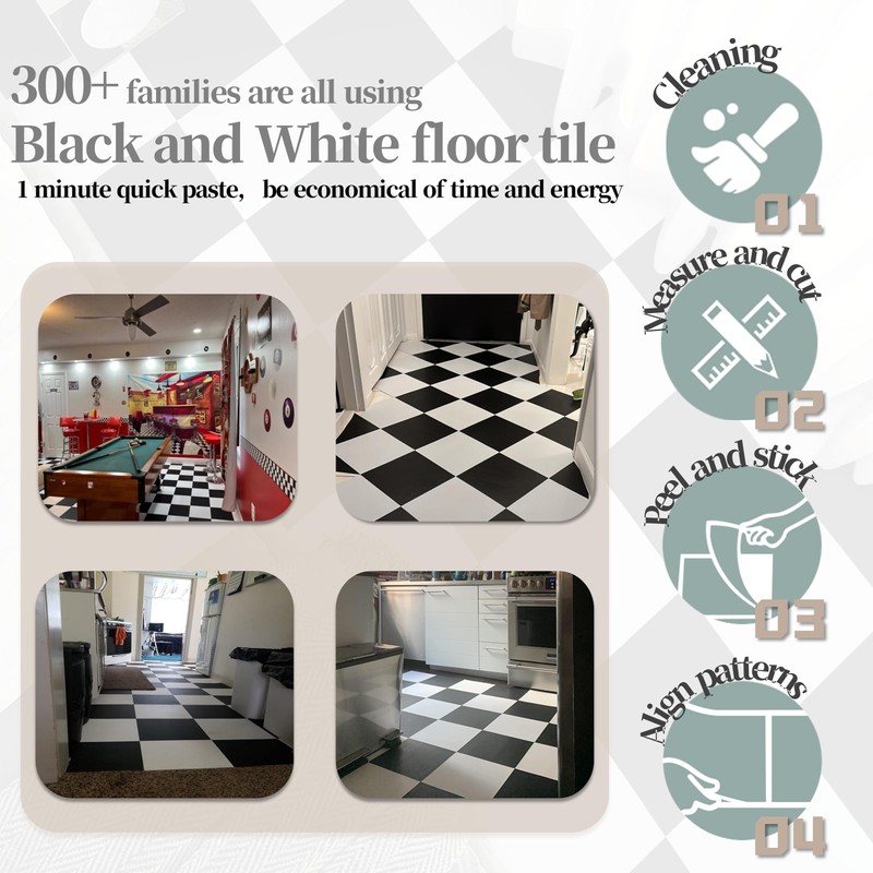 Alow Peel and Stick Floor Tile, 30pcs Self-Adhesive Peel and