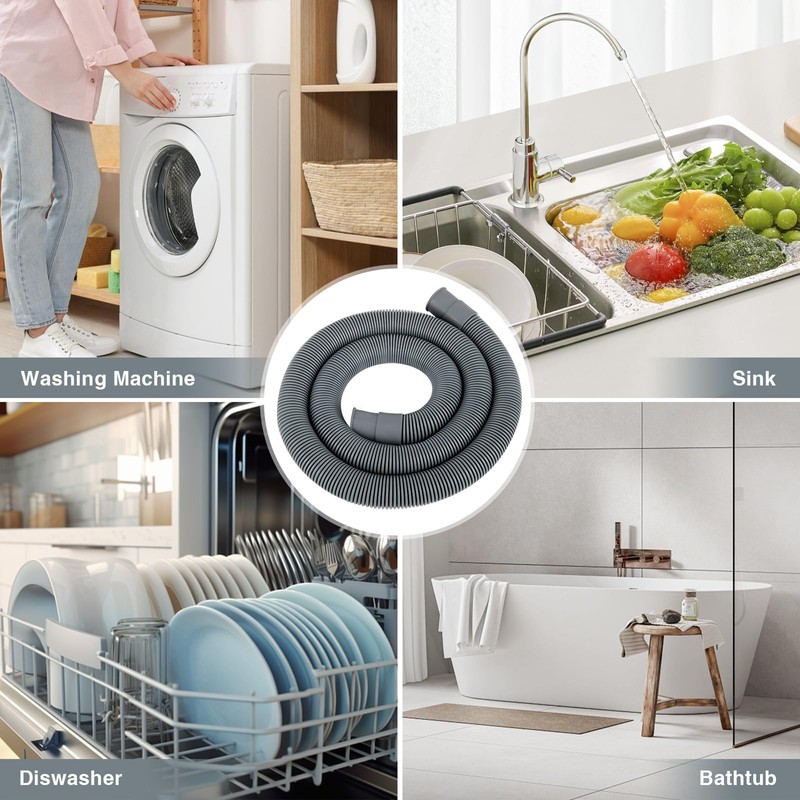 2M Universal Replacement Drain Hose Extension Kit for Washing Machine,