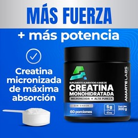 AMARTE LABS Creatina Monohidratada Micronizada | 5 g por porción | En Polvo Sin Sabor | Rendimiento y Fuerza | 300 g (60 Porciones) | Andrea Esquer