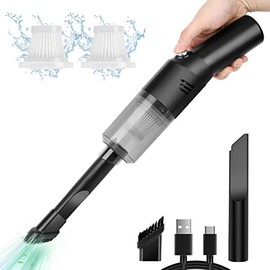 Auloea Portable Mini Car Vacuum Cleaner, High Power Cordless(400g) Handheld Rechargeable Vacuum Cleaner for Desk V06
